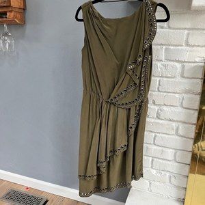 Haute Hippie Grecian Silk Dress Army Green